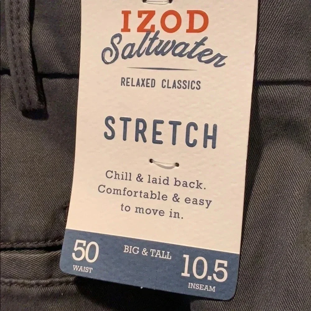 IZOD Saltwater Shorts Men’s Size 50 Waist Grey NWT